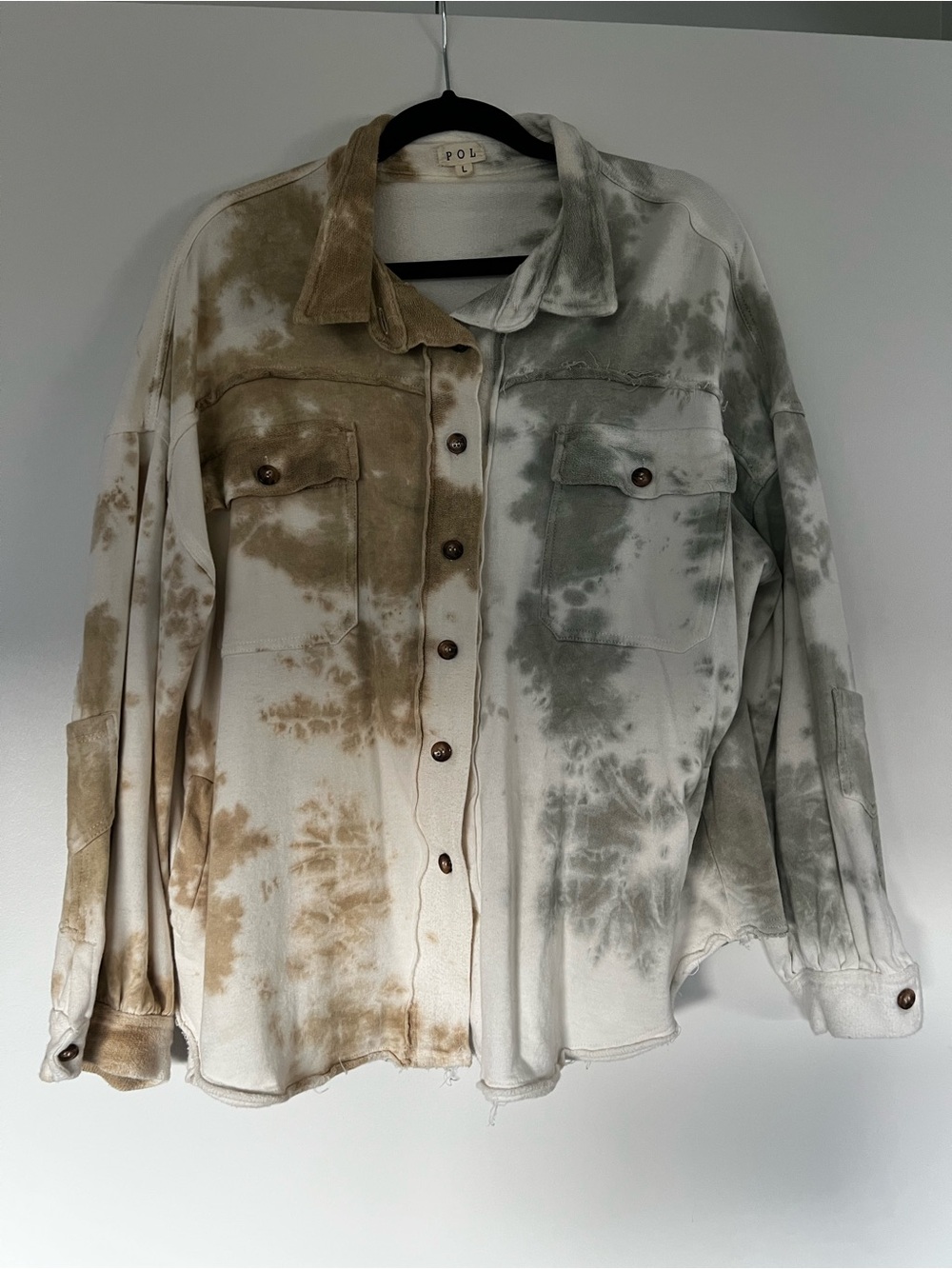 Tie-Dye Button-Up Shacket with Pockets